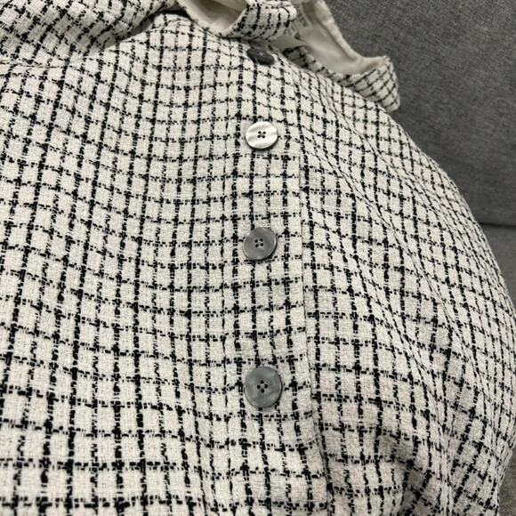 NWT J.Crew Sleeveless Tweed Shift Dress Size 12P Button-Front Black White Boucle - Picture 13 of 16